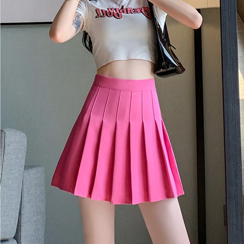 Осенне-зимняя женская плиссированная юбка, белая короткая юбка, тонкая клетчатая юбка трапециевидной формы в японскую клетку с высокой талией