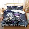 3D Cute Cartoon Anime M-Murder D-Drones Bedding Set Boys Girls Twin Queen Size Duvet Cover Pillowcase Bed Kids Adult Gift