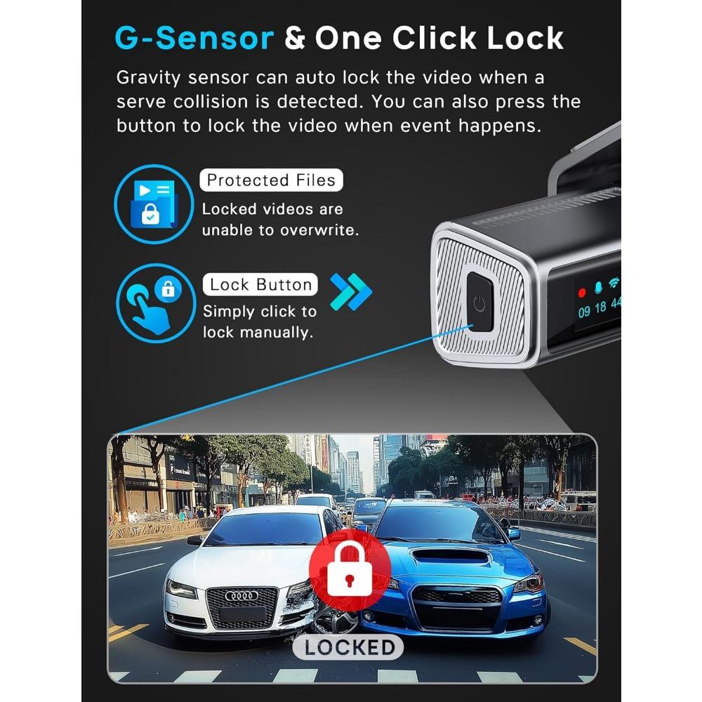 Navycrest 4K видеорегистратор передний и задний с картой 64 ГБ, встроенный 5G WiFi, Видеорегистратор для автомобилей 4K передний и 1080P задний, Видеорегистраторы для