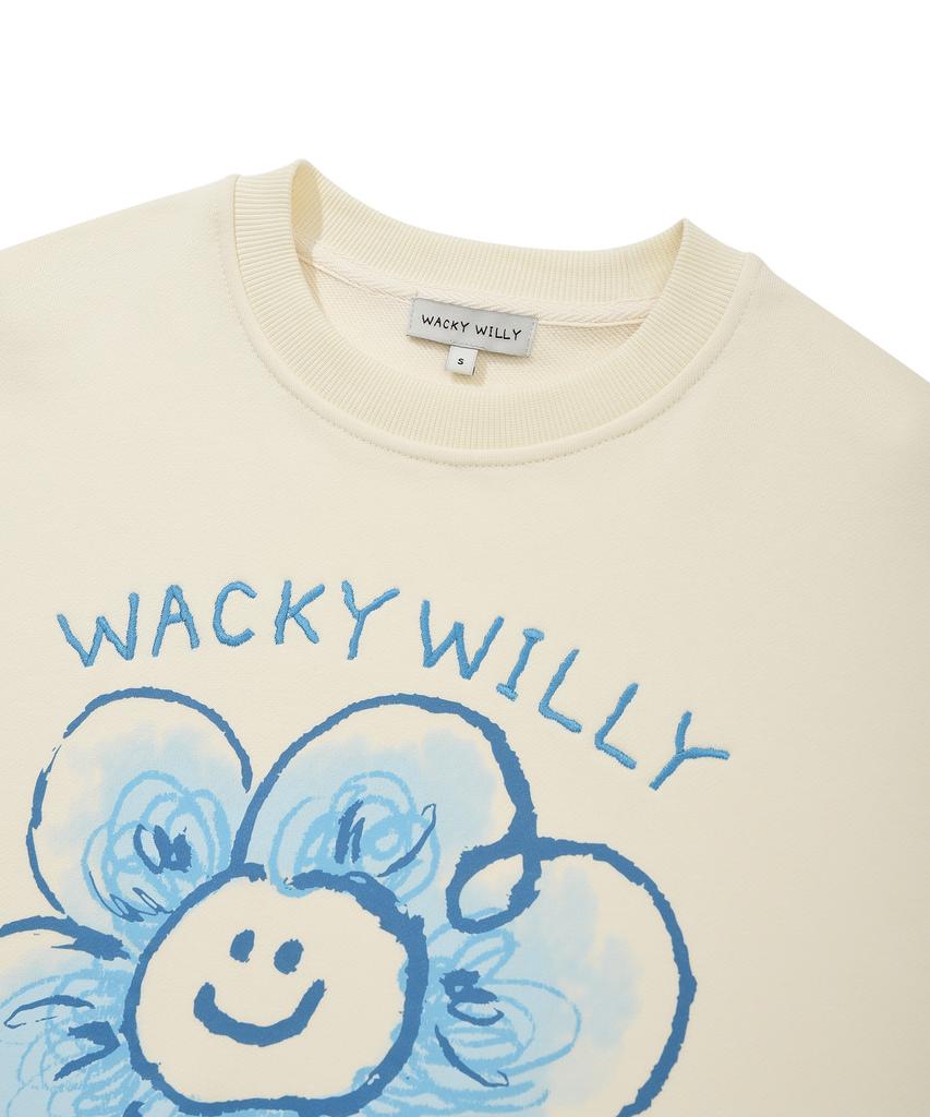 WACKY WILLY Women'S Big Lily Graphic Sweatshirt Cream