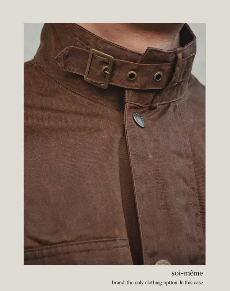 Мужская куртка-ветровка Shenwu American Retro из вощеной ткани для мотоциклистов - зимняя, цвета хаки