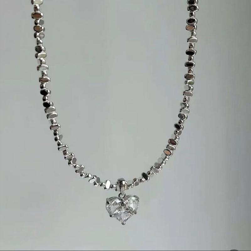 1 шт. Дизайнерское преувеличенное ожерелье-цепочка из неправильных бусин с хрустальным кулоном-сердцем для женщин, подарок на День святого Валентина