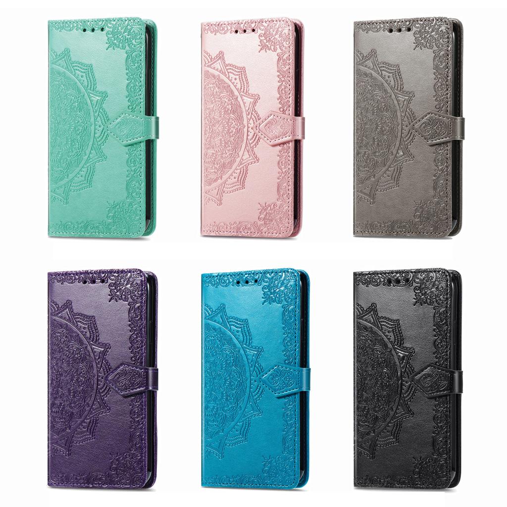 Mandala Embossed Leather Wallet Flip Case for Samsung Galaxy Note 20 Ultra Xcover 7 M53 M33 M15 M36 5G Card Slots Cover