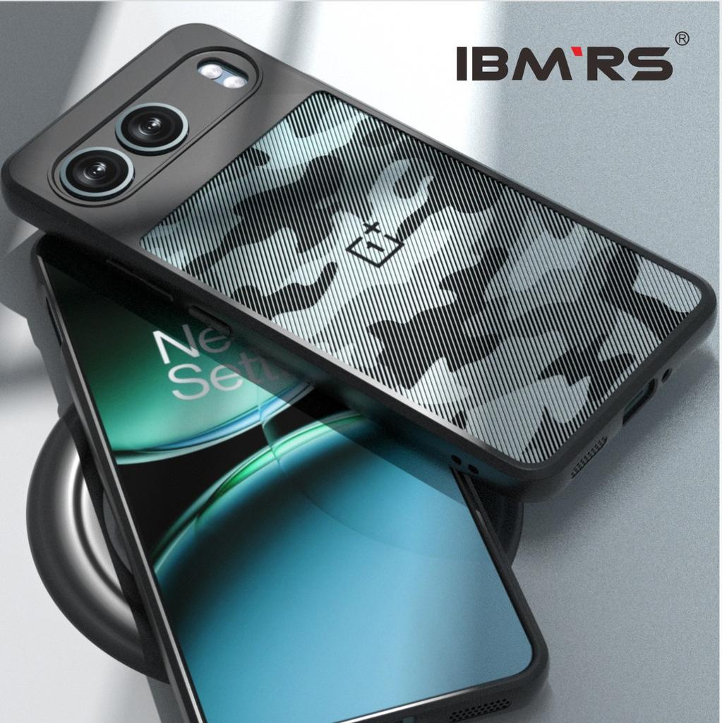 (В комплекте ремешок на запястье)Чехол IBMRS для OnePlus Nord 4, полупрозрачный матовый чехол Slim Fit, ударопрочный защитный чехол - черный камуфляж