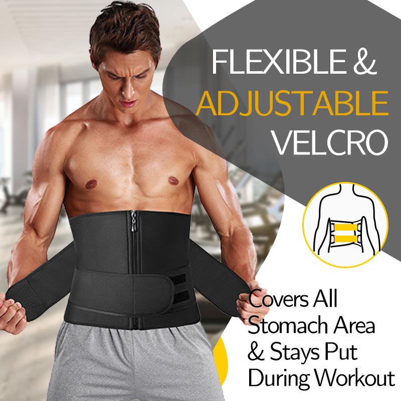 Men Waist Trainer Cincher Corset Back Support Sweat Sauna Trimmer Belt Tummy Control Body Shaper Workout Compression Belly Band Slimming Shapewear