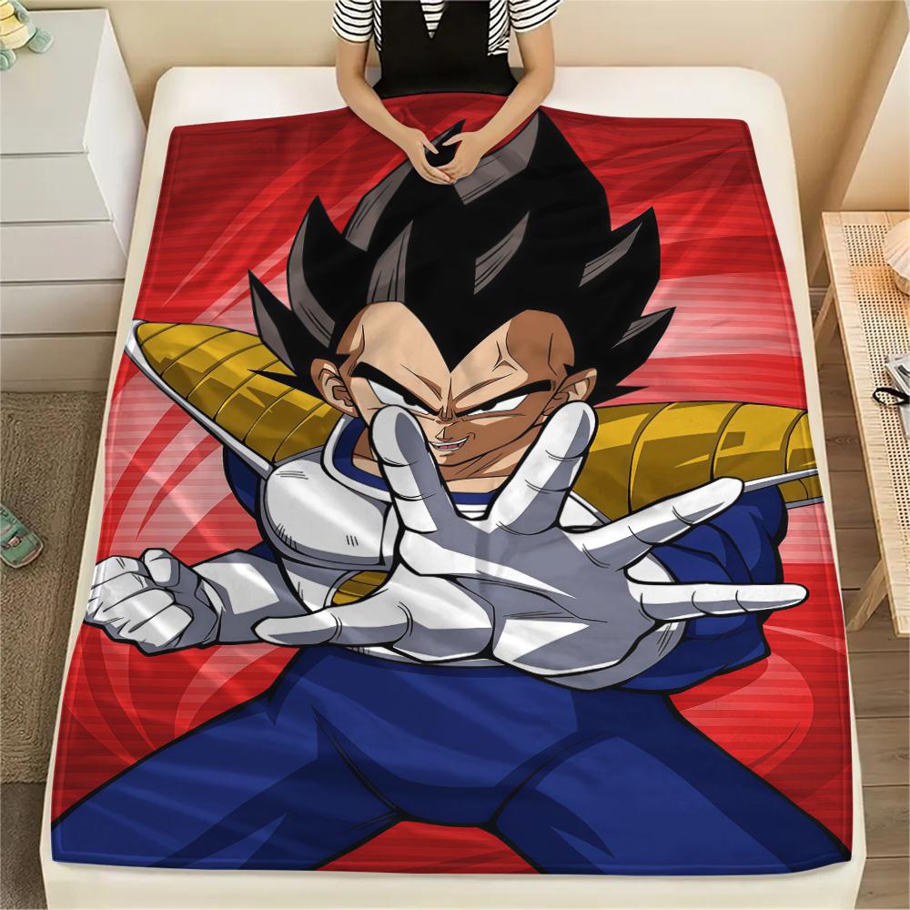 Vegito Cartoon Printed Flannel Blanket, Ideal for Bed Sofa Chair, Picnic Travel Use, Warm Home Bedroom Decor -HE33