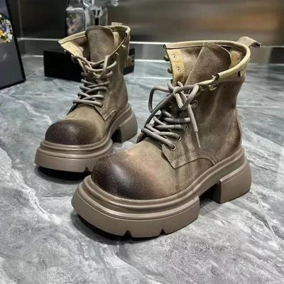 Модные ботинки из матовой лакированной кожи на шнуровке, женская обувь, новые короткие ботинки в стиле ретро для мотоциклистов, рабочие ботинки с толстой подошвой, Zapatos De Mujer