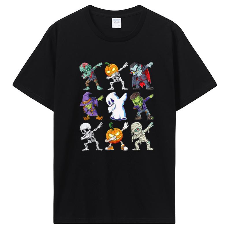 Dabbing Halloween Monster Zombies Skeleton Vampire Ghost Mummy Pumpkin Graphic T-shirt
