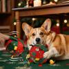 Christmas Ball Dog Toy, Christmas Interactive Ball Built-in Chimes Plush Stuffed Squeaky Dog Toy With Xmas Tree Snowman Pattern Pet Training Toy