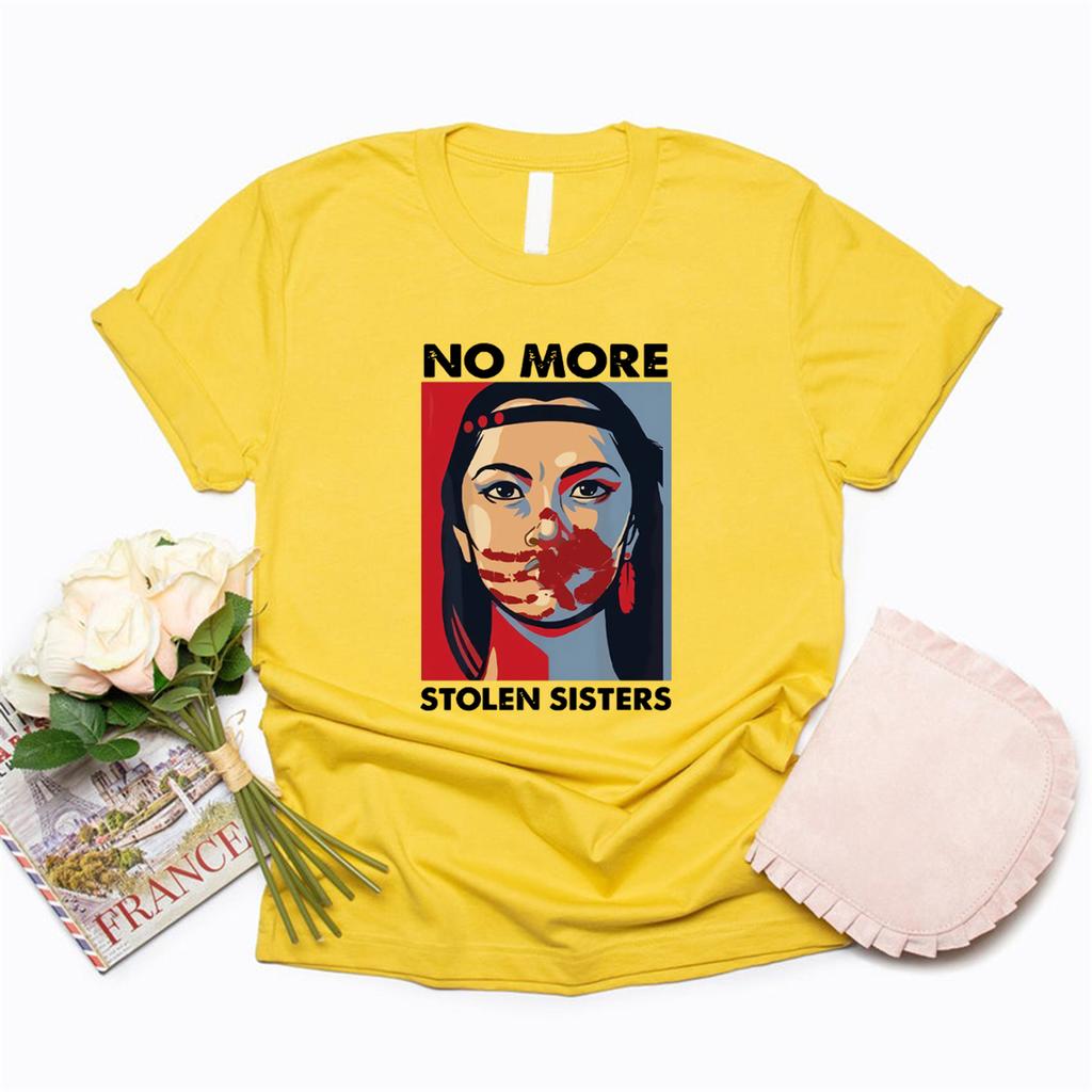 No More Stolen Sister T-shirts American Native Shirt MMIW Tee Wear Red for My Sister T Shirts Short Sleeve Vintage Women Tshirt