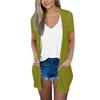 Women's Fashion Loose Casual Pocket Solid Color Cardigan Short Sleeve Jacket Top