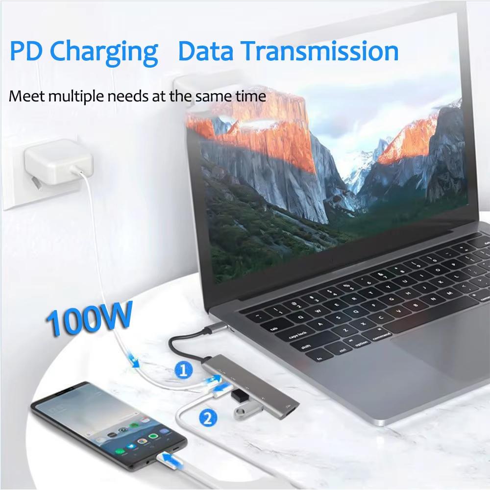 HUB USB C Hub 4K HDTV type c to USB 3.0 pd 100W DATA USB 2.0 Multiport Adapter Splitters for macbook Laptop Accessories USB HUB