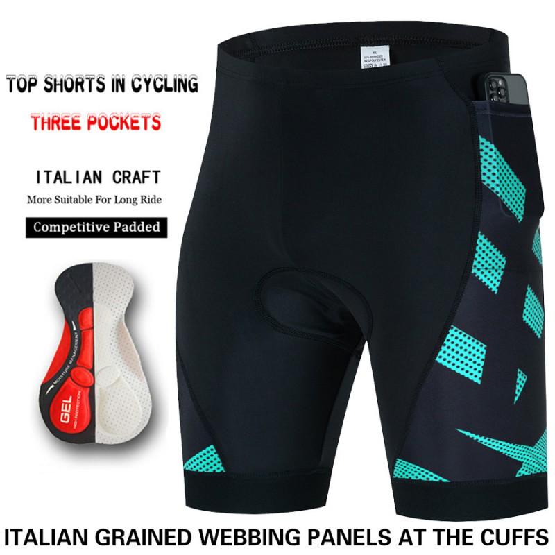 Mens Cycling Shorts With 3 Pockets Quick Dry Breathable Bike Outdoor Road Mountain Biking