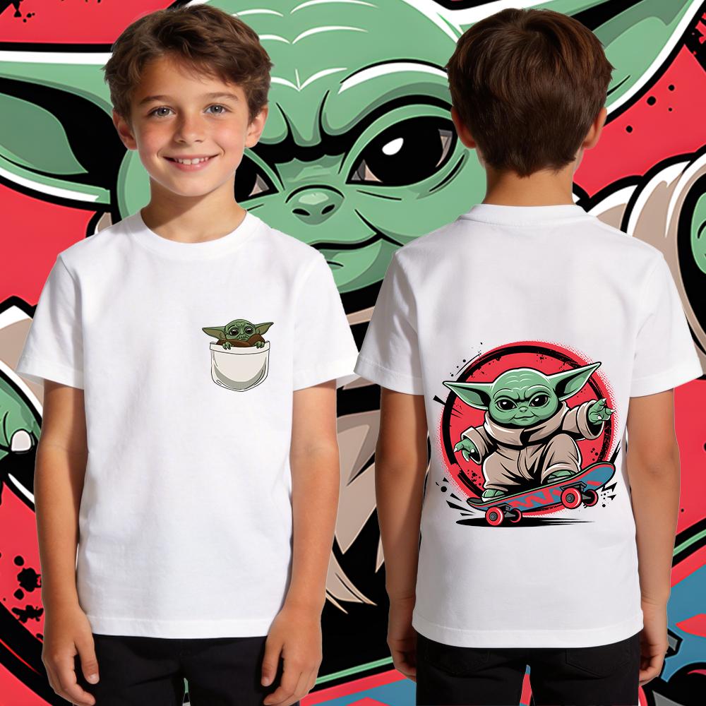 Kids Boys Yoda Graphic T Shirt Cotton Casual Soft Breathable Star Wars Child Clothing Summer Top Toddler Tee