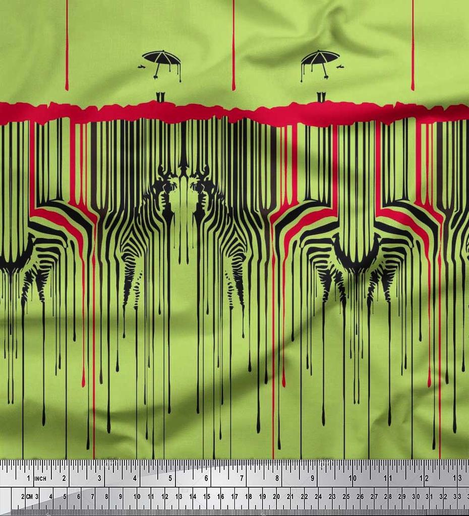 Soimoi Японский креп-сатин, ткань с принтом в виде зонтика и кожи зебры, 42 дюйма по метрам