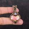 Rhodochrosite Pendant Rainbow Moonstone Pendant Copper Wire Wrapped Pendant Unique Pendant Copper Jewelry For Gift Handmade Gemstone Jewelry