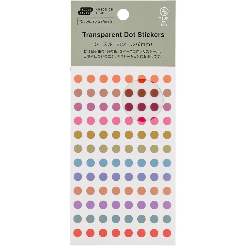 Hobonichi Techo Tsuki no Iro Прозрачные Круглые Наклейки 6 мм Аксессуары для Планера
