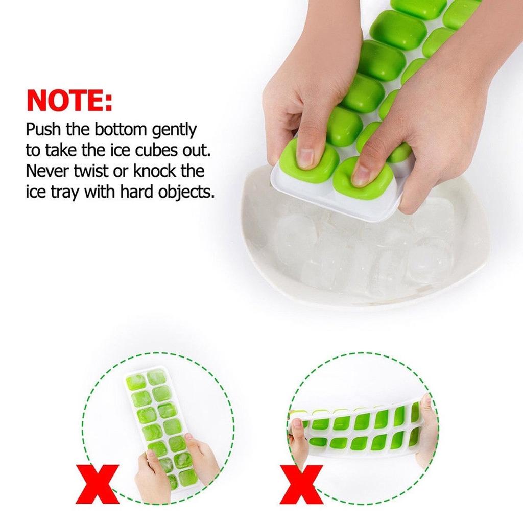 14 Holes Silicone Ice  for Cube Tray Ices Maker  for Mold Trays Containers with Cover