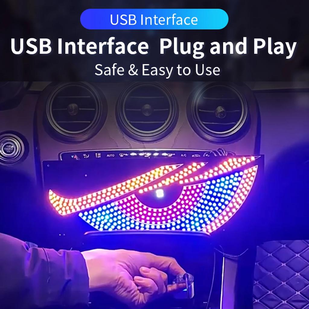 5V USB Windshield Dynamic LED Light Blinking Demon Eyes Lamp Plug & Use For Front & Rear Window 12V-36V Car Truck Decorate Light