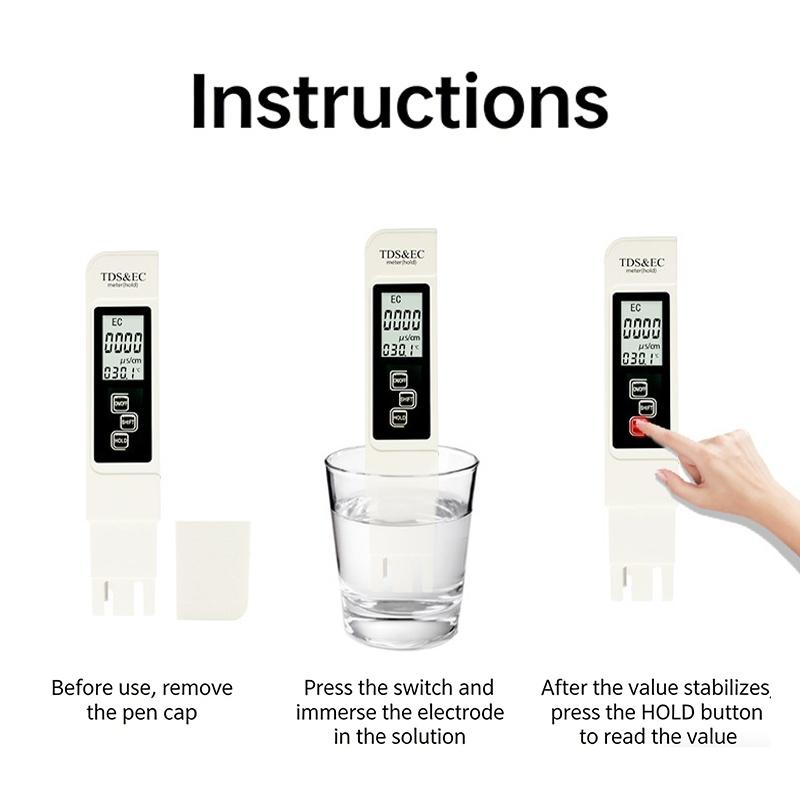 Portable Tds&Ec Meter Water Quality Display Temperature Test Pen For Household Use