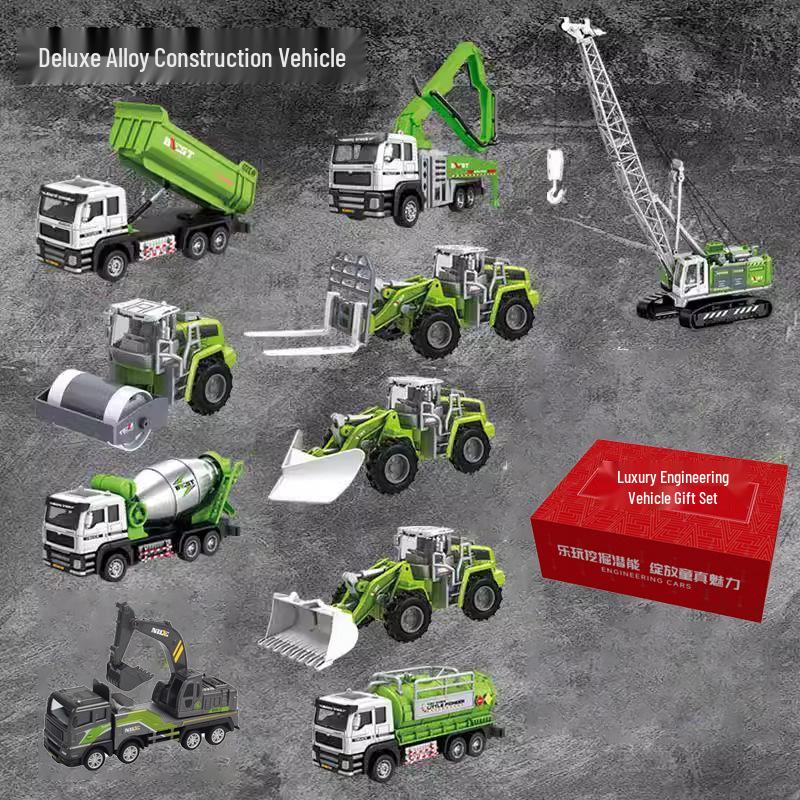 Детский набор строительной техники из сплава: Экскаватор, Снегоочиститель, Кран, Бетоносмеситель, Игрушки-симуляторы