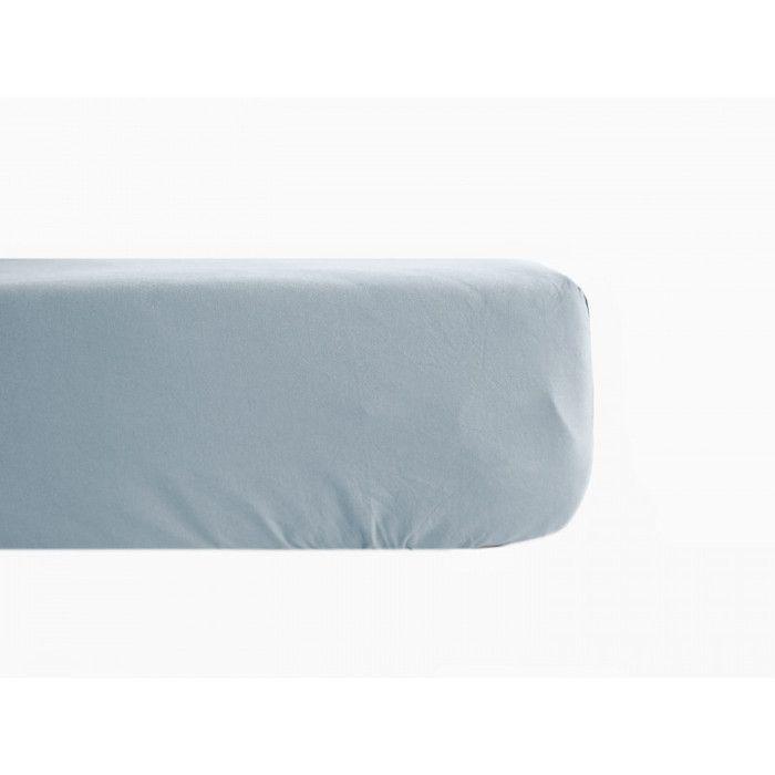 Percale Fitted Sheet Pure Combed Long-staple Cotton 80 Threads/cm² with 35 Cm Pocket Vent Du Sud - Glacier - 180 X 200 Cm Pocket of