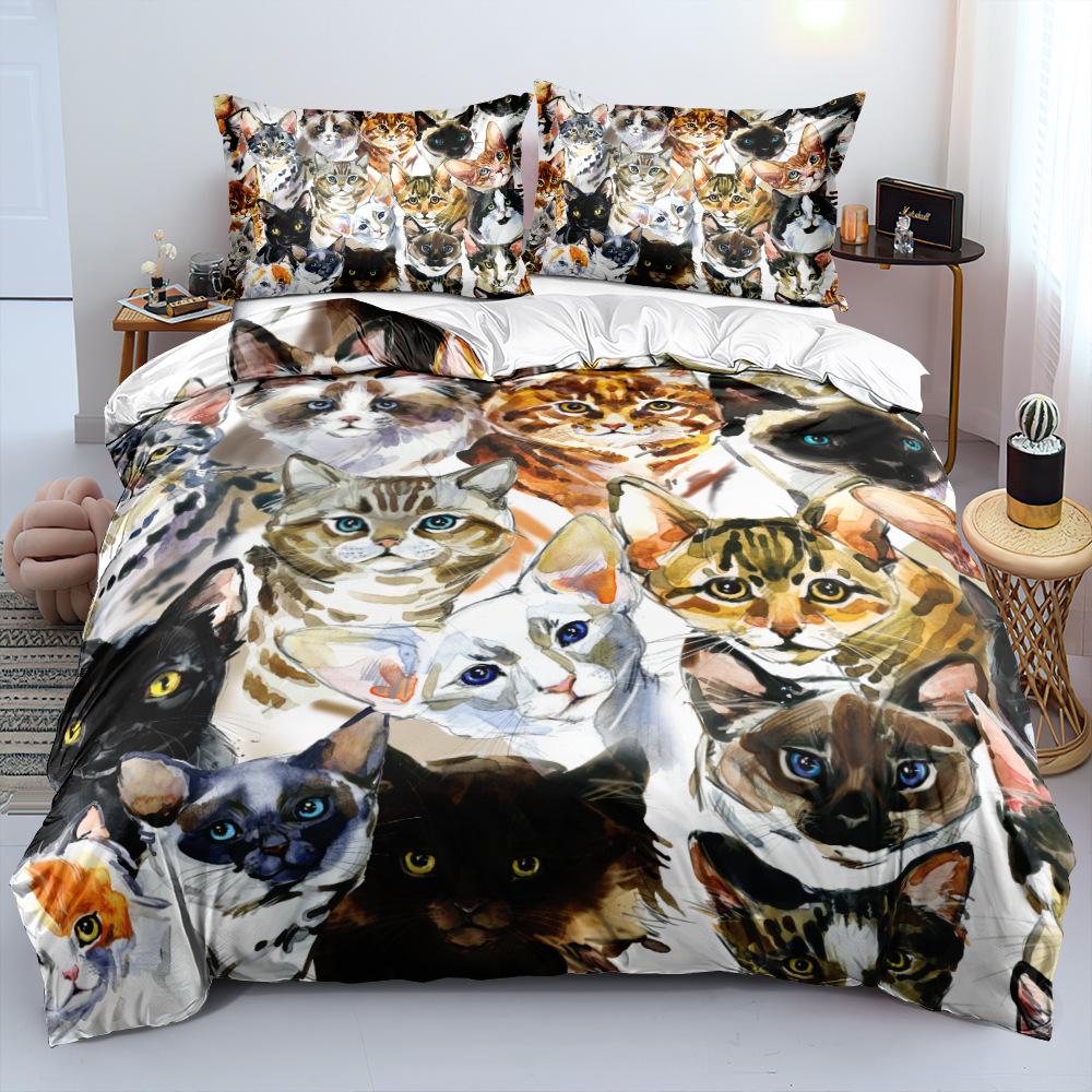 3D комплект постельного белья для домашних животных и кошек, пуховый пододеяльник, наволочка, комплект односпальной/двуспальной кровати DE135 * 200, мягкий пододеяльник в натуральную величину для мальчиков и девочек, постельное белье