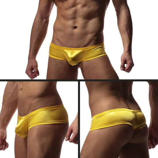 Men Solid Color Low Rise Sexy U Convex Bulge Pouch T-Back Thong Briefs