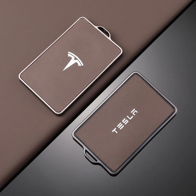 High Quality Leather Car NFC Key Case Shell Cover Fob for Tesla Model 3 S X Model Y Key Case Protector Holder Auto Accessories