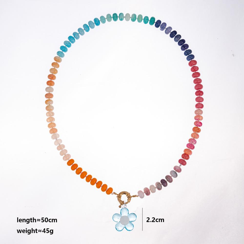 Charms Jewelry Flower Necklace Colorful Beads Pendant Necklace Creative Floral Chain Choker  Summer