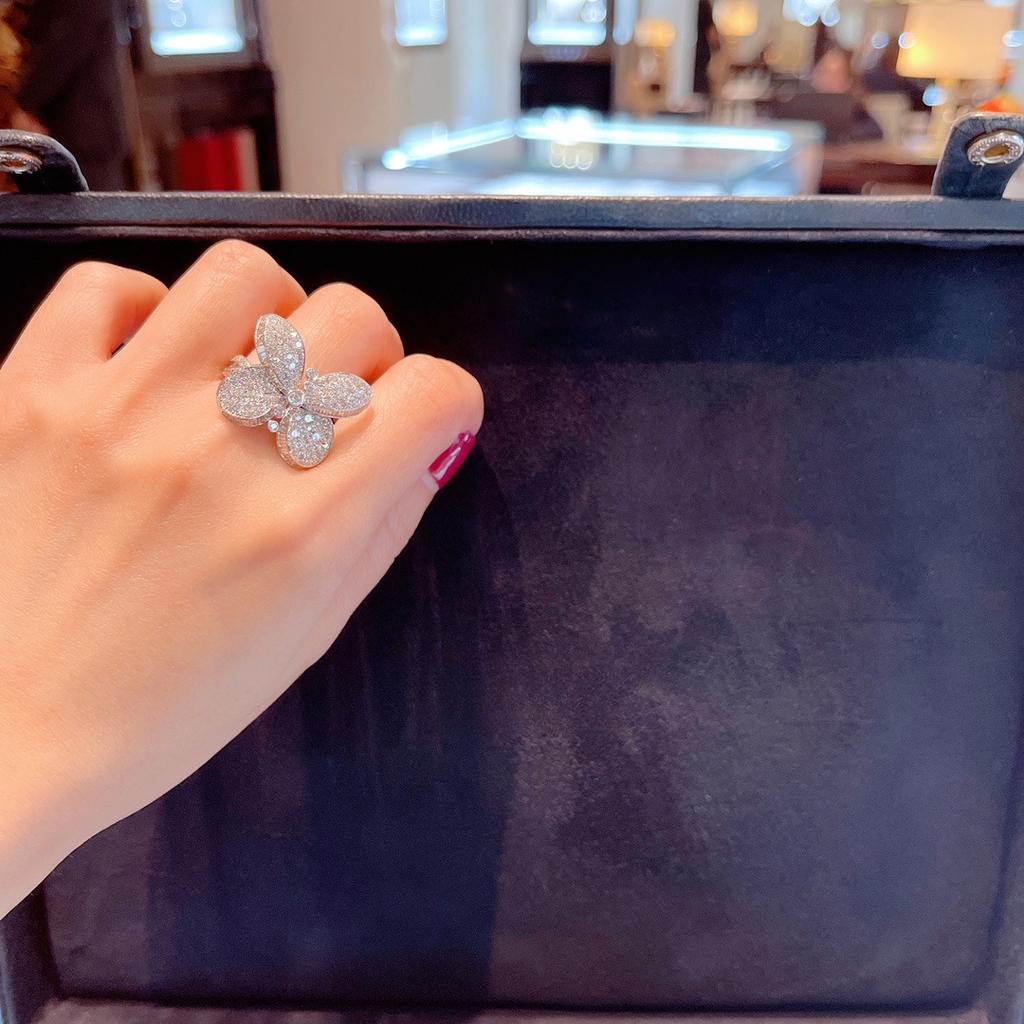 Кольцо принцессы-бабочки для женщин, премиальное легкое роскошное кольцо-бабочка для женщин из стерлингового серебра 925 пробы