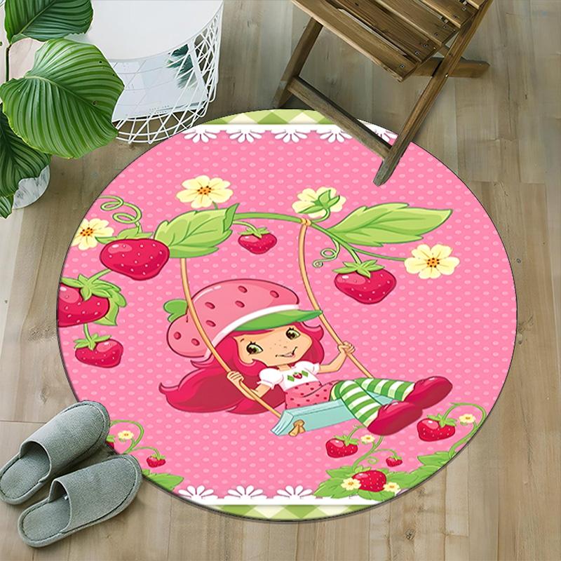 1pc Princess Strawberry4 Carpet, Round Rug, Comfortable, Suitable for Entryways, Living Rooms, Office, And Bedrooms, Christmas Decoration
