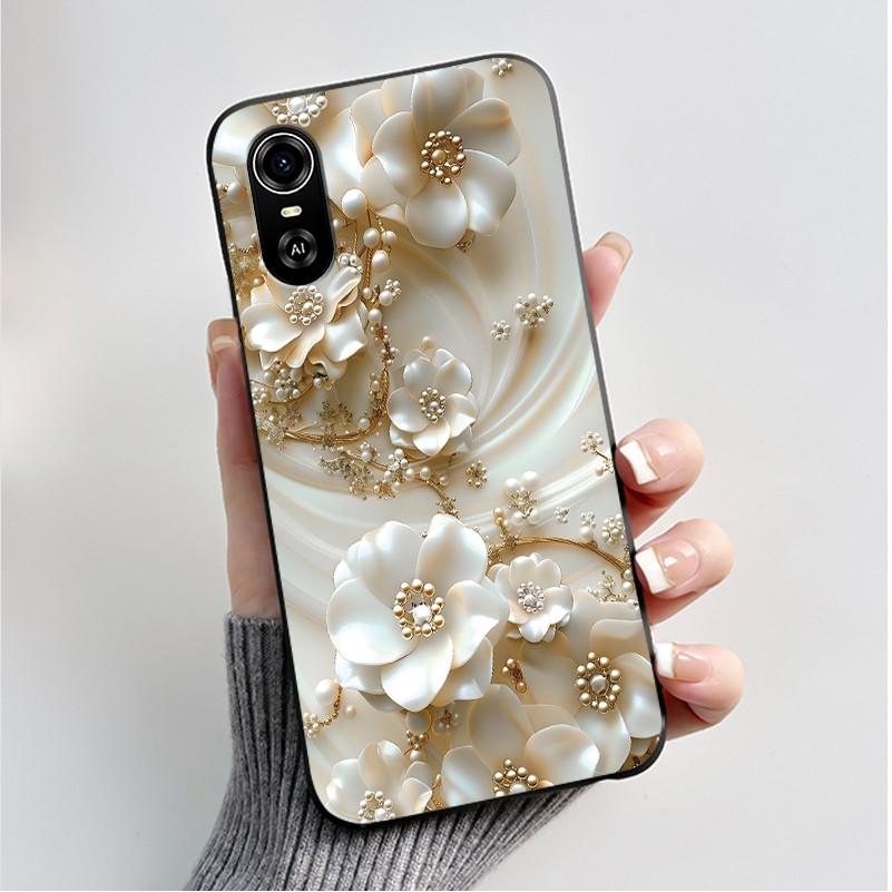 Для чехлов на телефон ZTE Blade A33S Мягкая силиконовая задняя крышка Для ZTE Blade A 33 S Чехол Модный Цветок Черный ТПУ Оболочка Coque A33S Capa