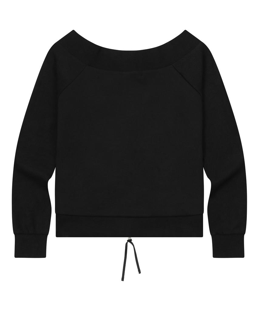 MUCENT Tire Metal Logo Heart Patch Off-Shoulder Zip-Up Sweatshirt (2 Colors)