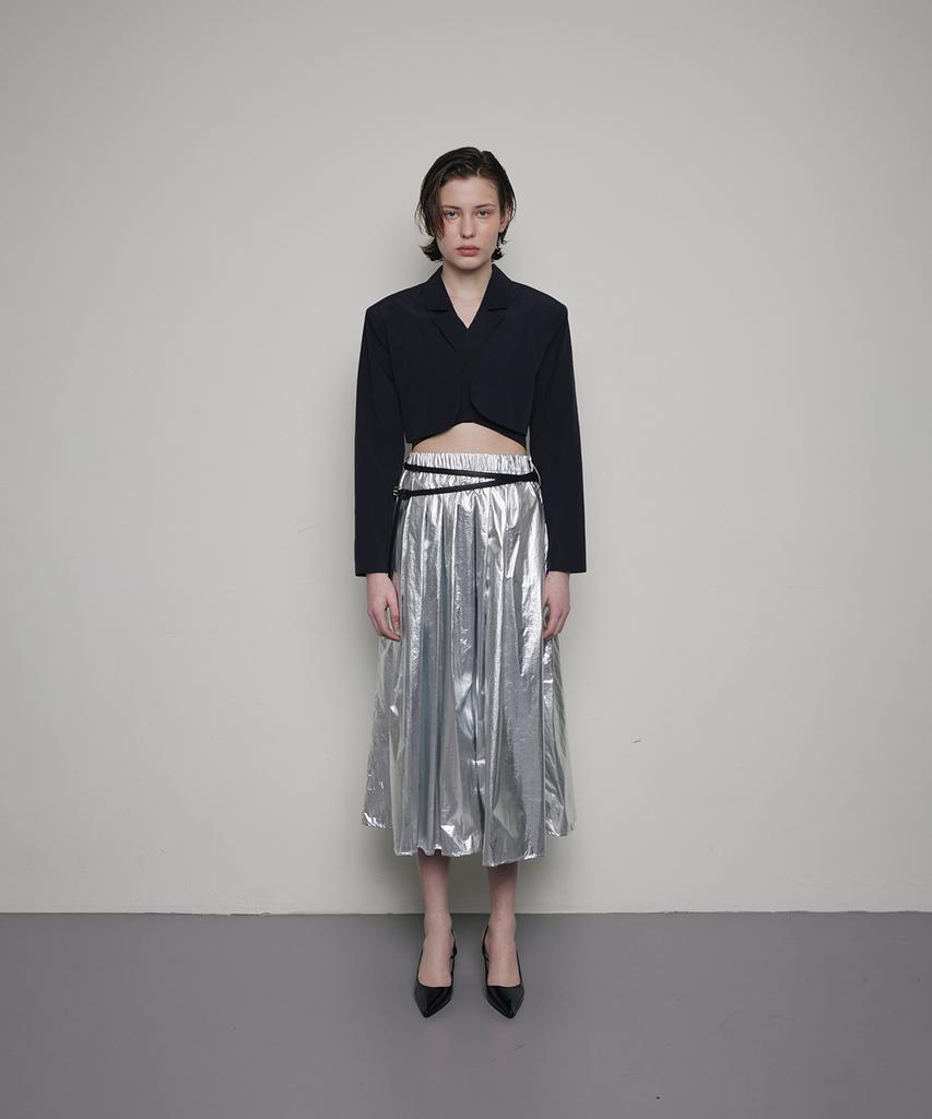 Uboa Silver Asymmetrical Pleated Skirt