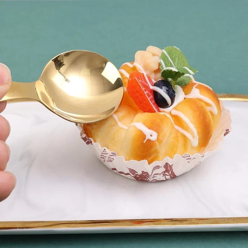 Десертная ложка с короткой ручкой из нержавеющей стали, креативная кофейная ложка, многоцелевая мини-ложка для мороженого и торта, кухонная посуда