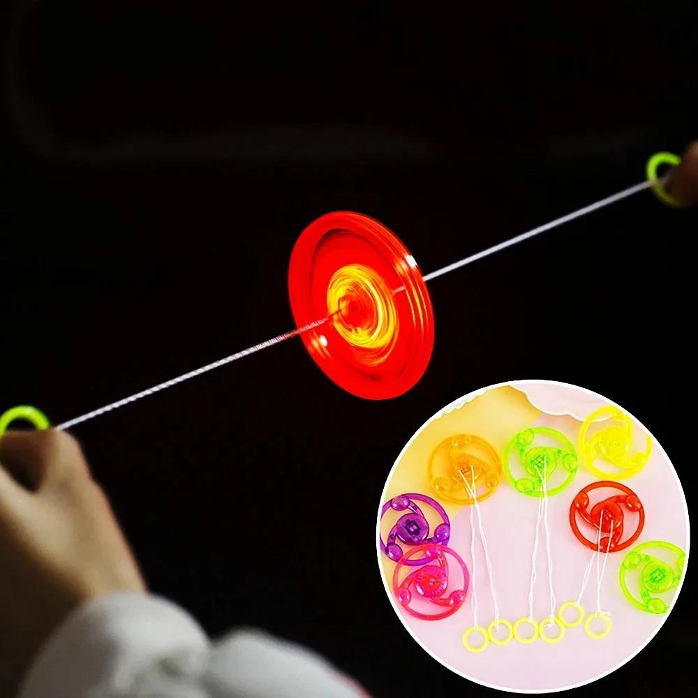 10Pcs Fun Hand Pulled LED Light Up Unique Glowing Flywheel Party Small Gifts for Friends New Year Halloween Gifts Home Decor