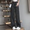 Women Jeans High Waist Button Zipper Closure Vintage Loose Fit Pockets Straight Wide Leg Streetwear Pants Daily Wear Long Trousers