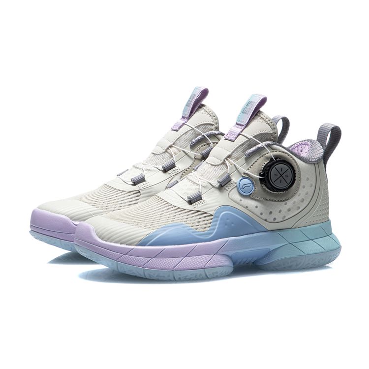 Баскетбольные кроссовки Li Ning Wade Rebirth с противоскользящими амортизирующими свойствами, прочные, легкие, средней высоты, детские, цвет белый, розовый, YKBR030-1