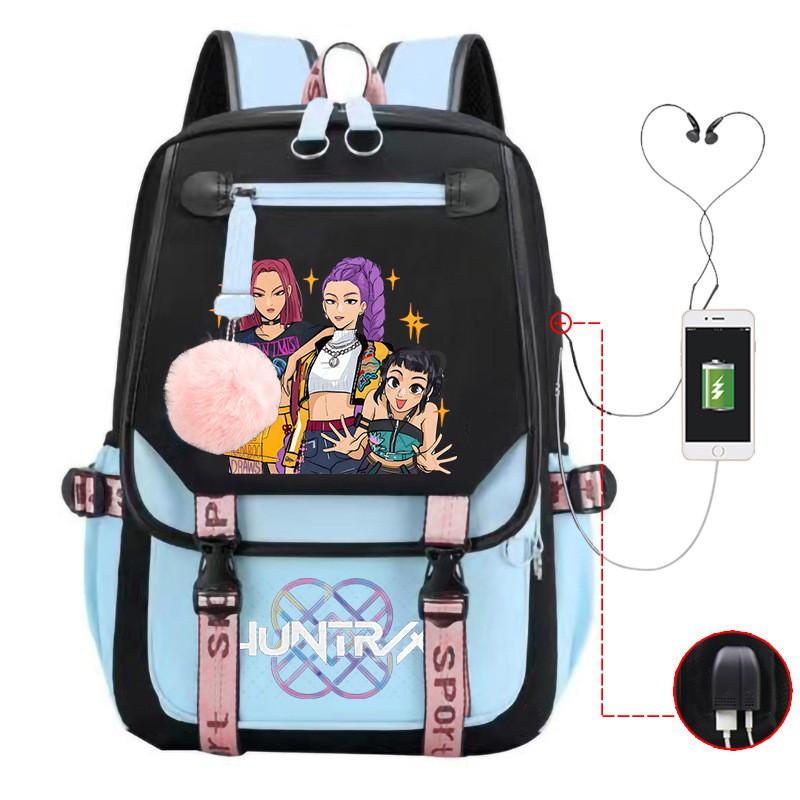 K-Pop Anime Printed Backpack Teens School Bag With Spine Support 20-35L Capacity Oxford Fabric Unisex College Style
