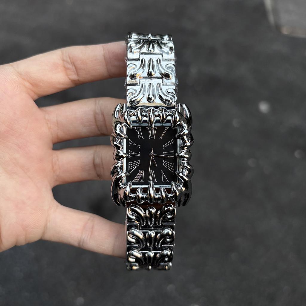 Серебристо-черные креативные квадратные кварцевые часы для мужчин Y2k дизайн когтя демона Alabaster IndustriesDevil уникальные мужские часы Relogio