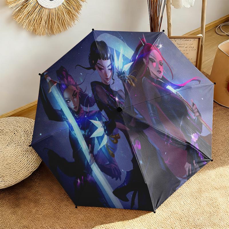 1pc K-Pop Devil Hunter Series Umbrella Portable Folding Umbrella Iron Frame Hole Bone Structure Outdoor Home Umbrella