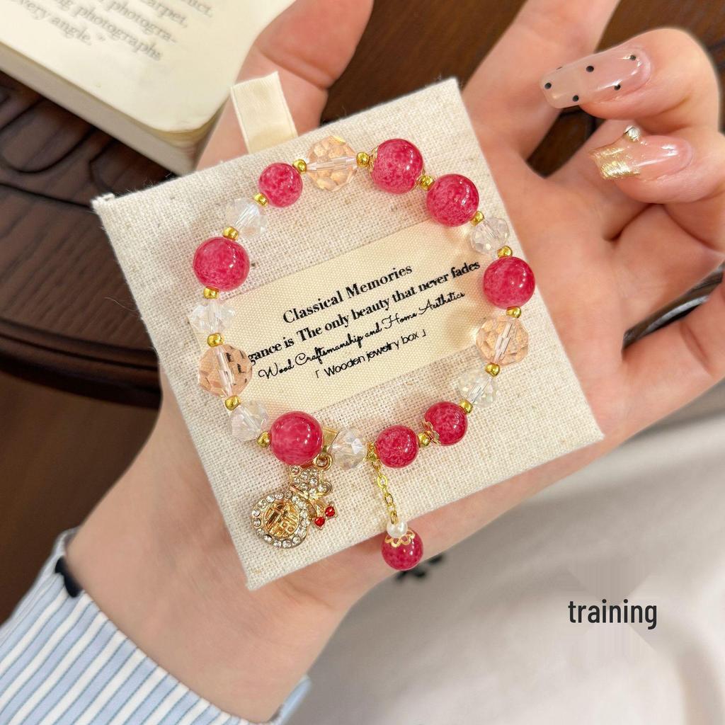 Очаровательный браслет с розовыми кристаллами и цветочным узором - Мечтательный подарок в придворном стиле для девушки