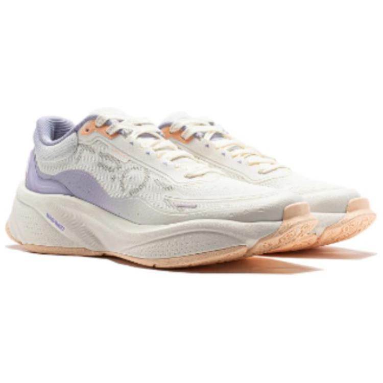 Li Ning Мягкая амортизация Устойчивые к истиранию Дышащие Легкие Низкие Повседневная обувь Женская Бело-фиолетовые AGLU010-3