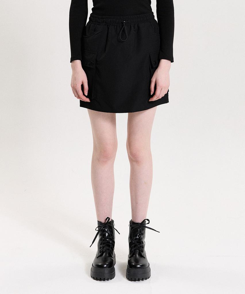 Pink Pineapple Pocket String Skirt_Black