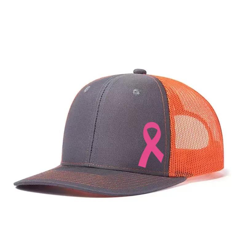 Розовая Лента Напечатанная Регулируемая Бейсболка Классическая Snapback Папина Шляпа Дышащая Сетчатая Кепка Тракер Кепка для Гольфа Рыбалки На Открытом Воздухе Защита от Солнца