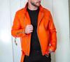 Men's Jacket Orange Genuine Handmade Stylish Lambskin Leather Motorcycle Biker Wear