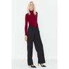 Brown Wide Leg Pleated Woven Trousers Twoaw22pl0475