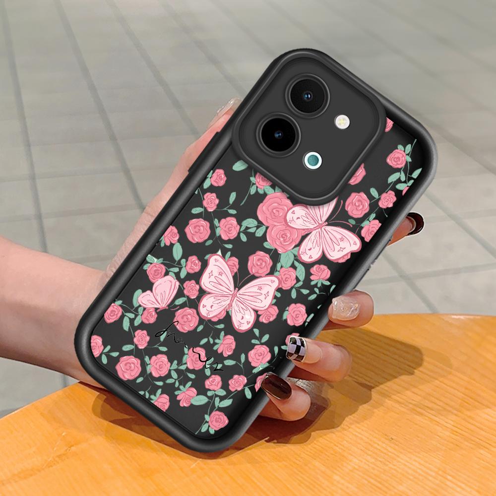 Для Huawei P50 Pro P40 Lite Honor 8X 9X X9 Tecno Spark Go Infinix Smart 8 Vivo V29 V30 Y02 Y16 красивый чехол для телефона с рисунком розы и бабочки