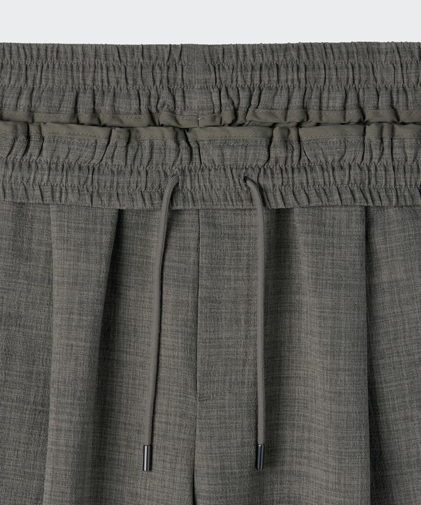 MUSINSA STANDARD Crinkle Linen-Like Wide Elastic Pants [Khaki Gray]